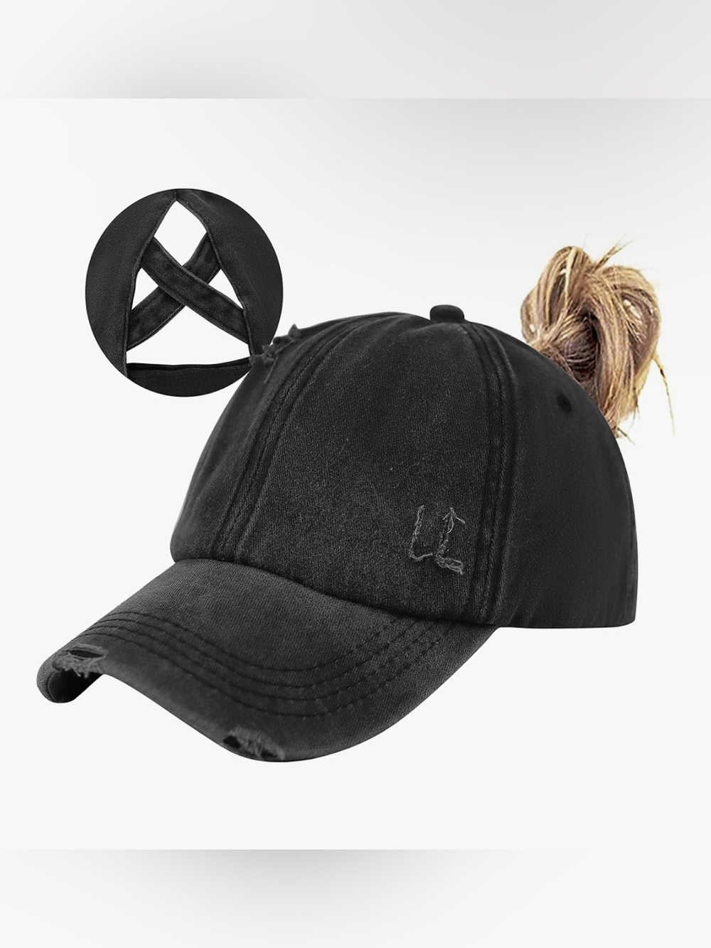 Womens Criss Cross Ponytail Baseball Cap